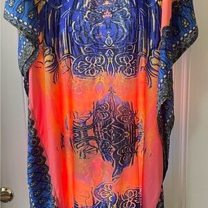 Shore Line Vibrant Blue and Orange Women's Caftan
